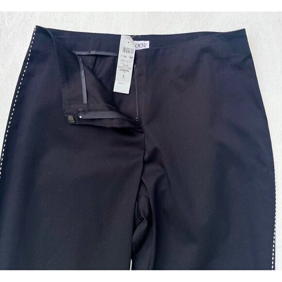 Cache Women's Black Floral Straight Leg Dress Pants Size 8 - Picture 2 of 12